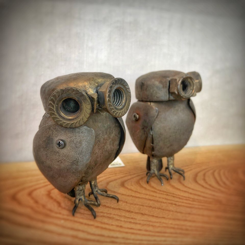 葉山ギャラリーTiptoe 鉄の仕事 江口真代+r展 出品作品 テツグルミシリーズ「鉄フクロウ 」